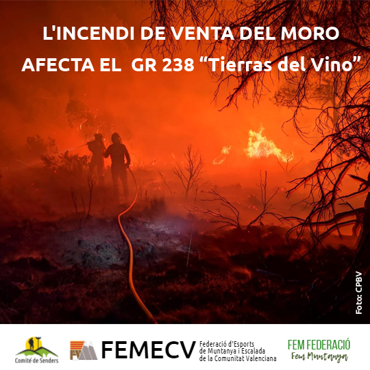 L'incendi de Venta del Moro afecta el GR 238 'Tierras del Vino'