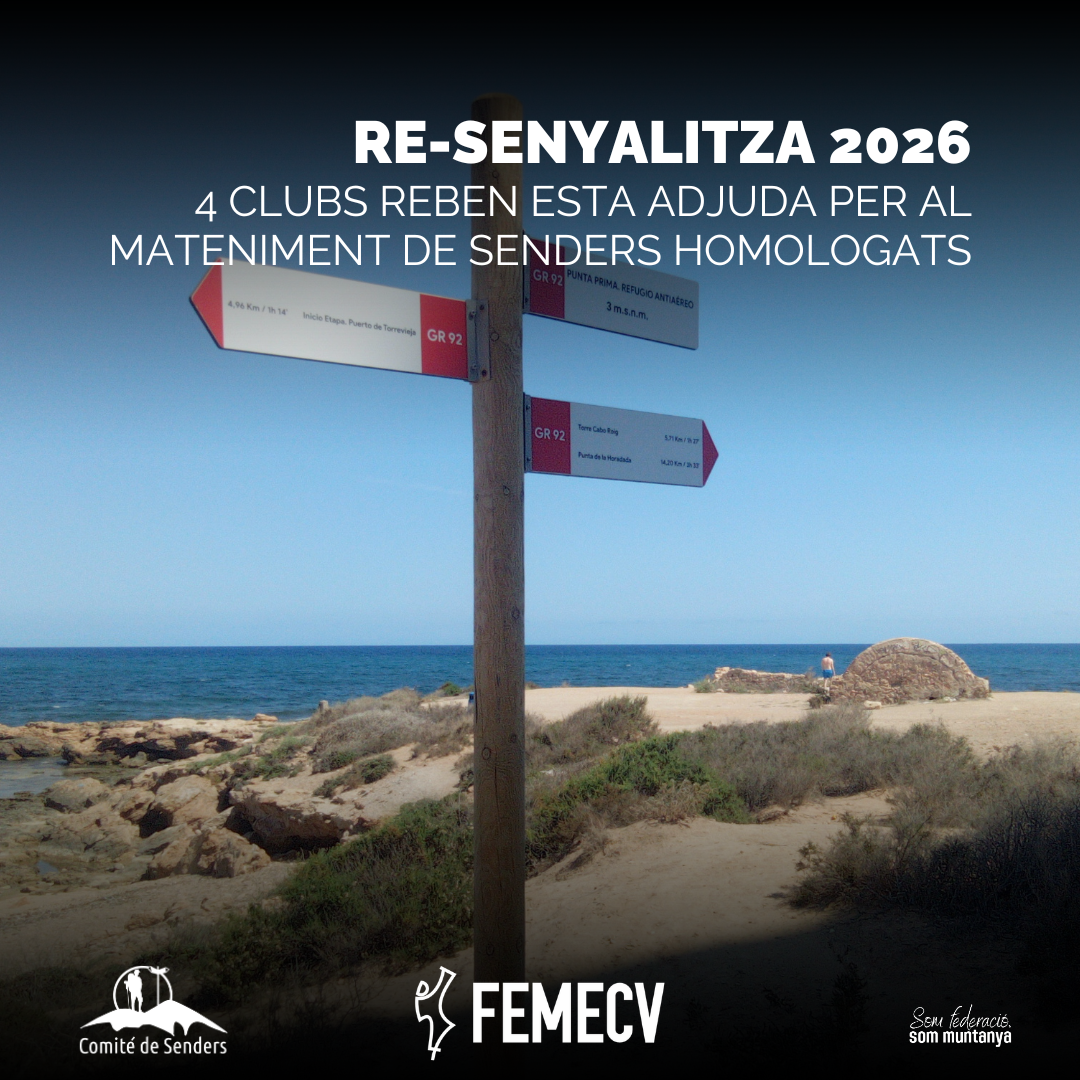 Quatre clubs rebran les ajudes Re-Senyalitza 2026 per al manteniment de senders homologats