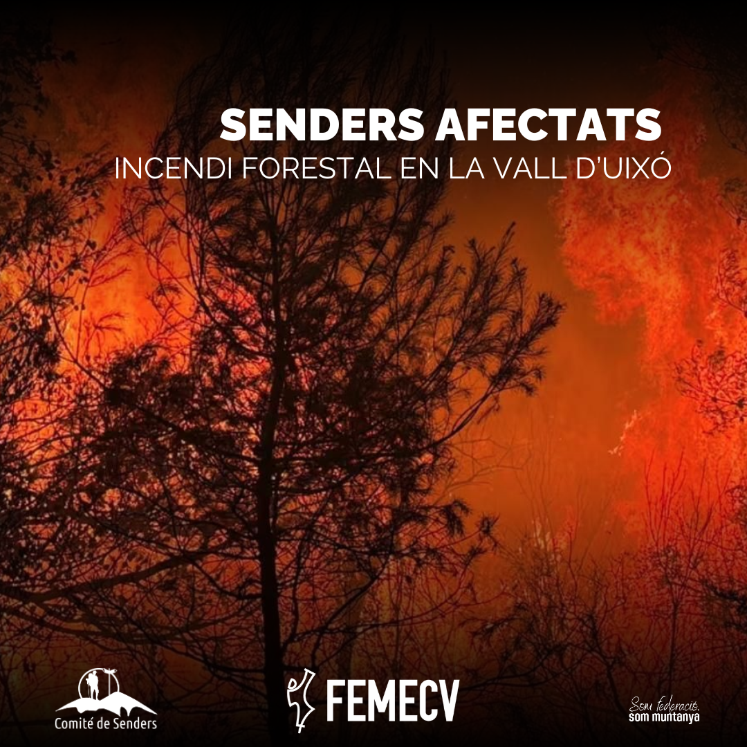 Senderos afectados por el incendio de la Vall d'Uixó