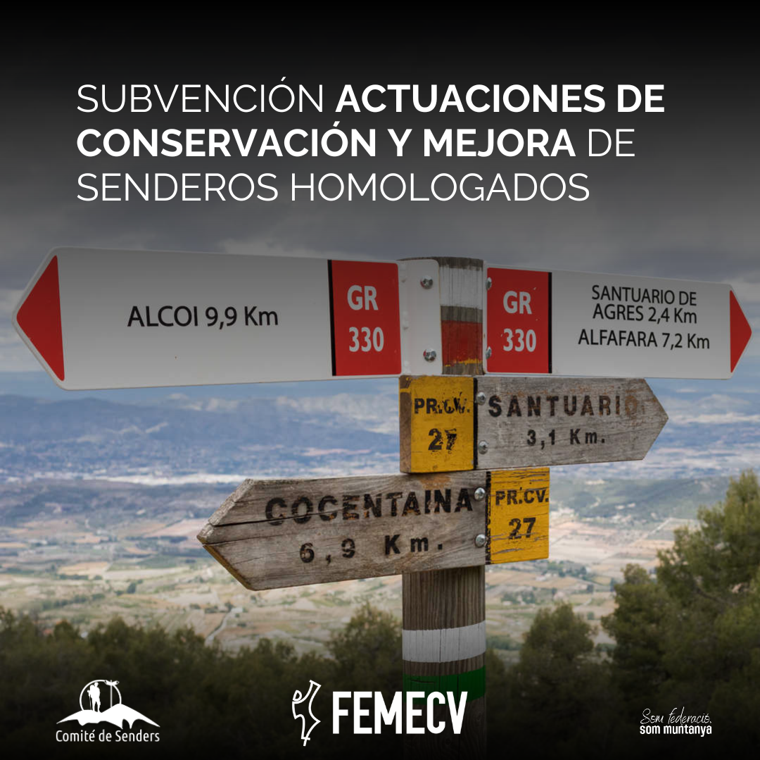 Subvención de la Diputación de Alicante para actuaciones de conservación y mejora de senderos homologados